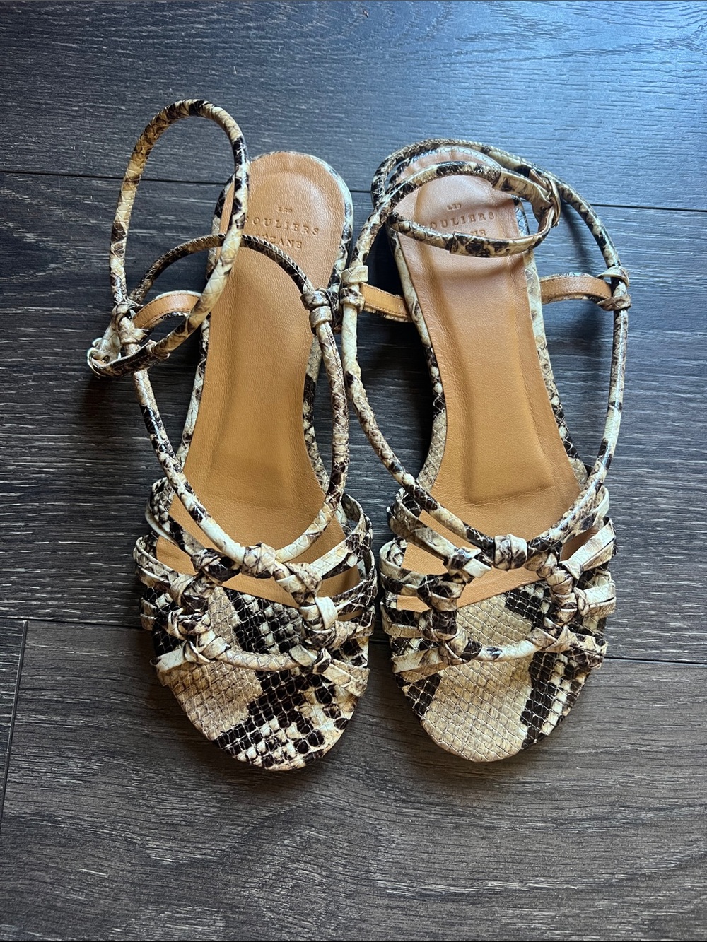 Sezane Gloria Low Sandals in Ecru Python